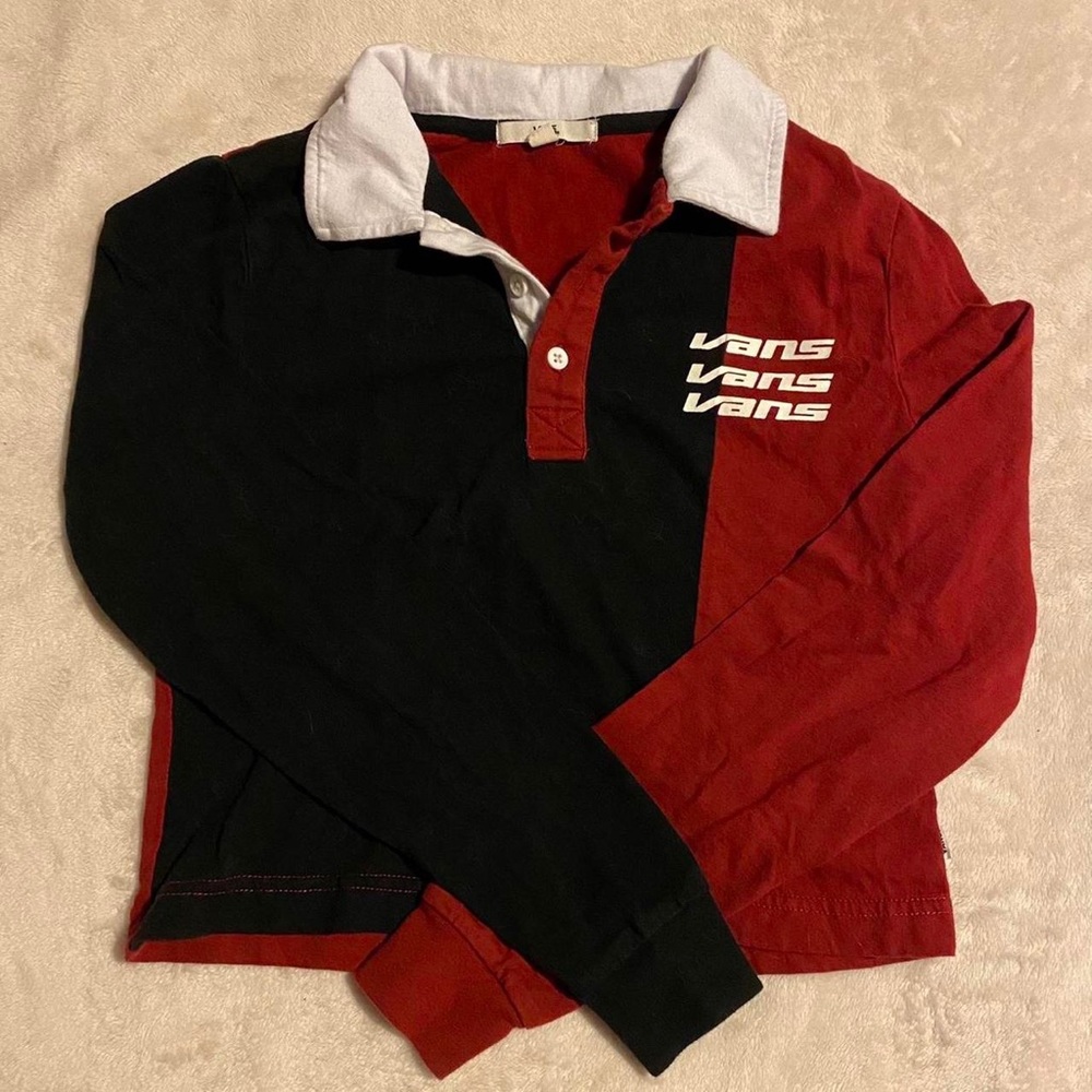 vans cropped split colored collar shirt